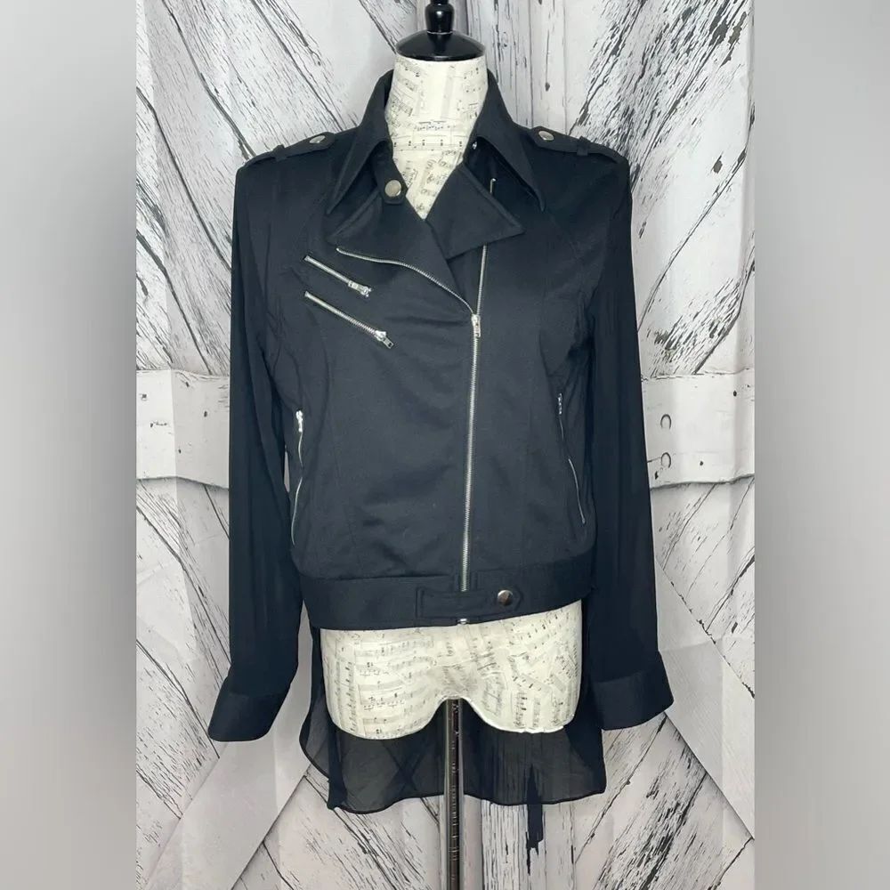 Lovposh Moto Jacket High/Low Sheer Back Size L
